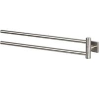 Spirella Barre à linge pivotante Porte-serviettes salle de bain avec 2 bras en acier inoxydable 45,5cm à visser et à coller