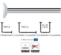 spirella barre de rideau de douche angle Magic - 3 possibilités de réglage : 90x90cm ou 170x75cm ou 90x80x90cm - diamètre : env. 21 mm