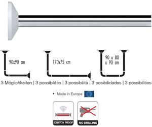 spirella barre de rideau de douche angle Magic - 3 possibilités de réglage : 90x90cm ou 170x75cm ou 90x80x90cm - diamètre : env. 21 mm