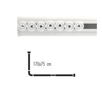 Spirella, Barre tringle pour rideau de douche d'angle à fixer en Alu, Modèle SURPRISE, Adapté à tous les Rideaux, Glisseurs Inclus, Ajustement Facile, 170x175cm, Blanc
