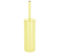 Spirella - Brosse WC avec Support Acier - Modèle Akira - tête Interchangeable et d'un Pot en Acier Solide - avec Récipient hygiénique - Brosse Toilette fermée - à Poser - Jaune Mat - 40 x 9.5 x 9.5 cm