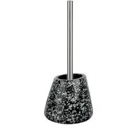 Spirella Brosse WC Porte-Balai Toilette Pot à Balai „Etna“ Ensemble WC à Poser Apparence Pierre Naturelle en Polyrésine 17x13x38cm Noir Scintillant