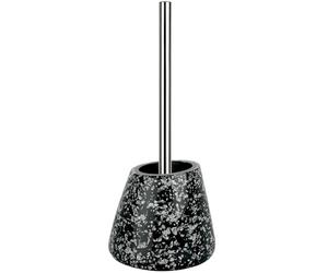 Spirella Brosse WC Porte-Balai Toilette Pot à Balai „Etna“ Ensemble WC à Poser Apparence Pierre Naturelle en Polyrésine 17x13x38cm Noir Scintillant