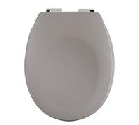 Spirella Couvercle de Toilette Ovale de qualité supérieure avec Finition Mate et Fermeture en Douceur Lunette de Toilette antibactérienne en Duroplast et Acier Inoxydable Taupe