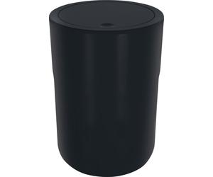 Spirella Design Seau à cosmétique "Cocco" avec anneau supplémentaire pour sac poubelle Seau à pédale Seau à couvercle basculant Poubelle avec couvercle basculant 5 litres (ØxH) : 19 x 26 cm Noir