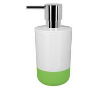 Spirella Distributeur de Savon Liquide „Moji“ Distributeur de Lotion Capacité 300 ML avec Socle en Silicone Finition Soft Touch Capacité 300 ML (ØxH): 7,5 x 16,5 cm - Blanc/Vert