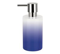 Spirella Distributeur de Savon Liquide „Tube“ Céramique Distributeur de Lotion avec doseur en ABS chromé Capacité 300 ML (ØxH): 7 x 16 cm - Bleu/Blanc