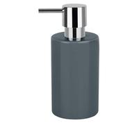 Spirella Distributeur de Savon Liquide „Tube“ Céramique Distributeur de Lotion avec doseur en ABS chromé Capacité 300 ML (ØxH): 7 x 16 cm - Gris foncé