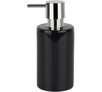 Spirella Distributeur de Savon Liquide „Tube“ Céramique Distributeur de Lotion avec doseur en ABS chromé Capacité 300 ML (ØxH): 7 x 16 cm - Noir
