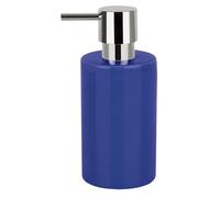 Spirella Distributeur de Savon Liquide „Tube“ Céramique Distributeur de Lotion avec doseur en ABS chromé Capacité 300 ML (ØxH): 7 x 16 cm - Bleu
