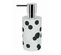 Spirella Distributeur de Savon Liquide „Tube“ Porcelaine Distributeur de Lotion avec doseur en ABS chromé Capacité 300 ML (ØxH): 7 x 16 cm - Noir Motif Bulles