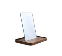 Spirella Miroir de Maquillage à Poser Miroir de beauté Miroir cosmétiques Miroir de courtoisie avec Tablette „Alesia“ Bois Acacia