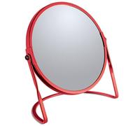 Spirella - Miroir grossissant sur Pied Akira - Acier Robuste - Double Face avec Grossissement x5 et Miroir Classique - Pivotant à 360° - Rouge Mat