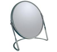 Spirella - Miroir grossissant sur Pied Akira - Acier Robuste - Double Face avec Grossissement x5 et Miroir Classique - Pivotant à 360° - Gris Mat
