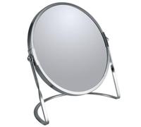 Spirella - Miroir grossissant sur Pied Akira - Acier Robuste - Double Face avec Grossissement x5 et Miroir Classique - Pivotant à 360° - Brossé