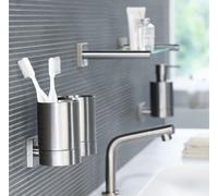 Spirella Nyo, Brosse de toilette avec support, Acier inoxydable, Acier inoxydable, 400 mm, 125 mm, 95 mm