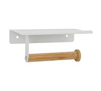 Spirella Porte Rouleau Papier WC Mural Tarek Acier & Bambou Blanc & Beige