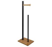 Spirella - Porte-Rouleau Papier WC sur Pied en Acier & Bambou ALVAR - Combiné WC Dérouleur et Rouleur de Rechange - Rangement WC - 20 x 68 x 18 cm - Noir