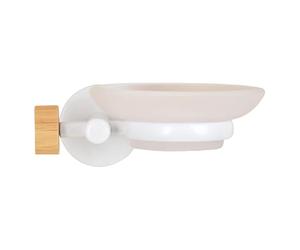 Spirella Porte Savon à Fixer Acier & Bambou IANA Transparent & Blanc MSV