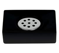 Spirella - Porte Savon Porcelaine Quadro - Élégant Accessoire de Salle de Bain - Design Moderne et Pratique pour Un Rangement Optimal - Noir - 10,5 x 6,5 cm