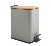 Spirella Seau à cosmétique 5 litres en inox avec abaissement automatique et seau intérieur "Erik" Poubelle de salle de bain Softclose Poubelle taupe bambou