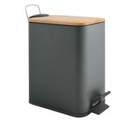 Spirella - Poubelle à pédale 5 Litres, Modèle Erik, Rectangulaire, Fermeture douce et silencieuse grâce au système slow close, Utilisation sécurisée avec des pédales antidérapantes, Gris Foncé Mat