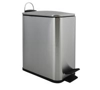 Spirella - Poubelle à pédale 5 litres, Modèle Erik, Rectangulaire, Fermeture Douce et silencieuse grâce au système Slow Close, Utilisation sécurisée avec des pédales antidérapantes, Argent Satiné