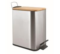 Spirella - Poubelle à pédale 5 Litres, Modèle Erik, Rectangulaire, Fermeture douce et silencieuse grâce au système slow close, Utilisation sécurisée avec des pédales antidérapantes, Brossé