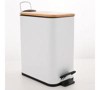 Spirella - Poubelle à pédale 5 Litres, Modèle Erik, Rectangulaire, Fermeture douce et silencieuse grâce au système slow close, Utilisation sécurisée avec des pédales antidérapantes, Blanc Mat