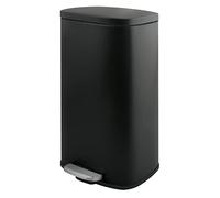 Spirella - Poubelle à Pédale En Acier AKIRA - Design Moderne Rectangulaire avec Revêtement Anti-Traces - Fermeture Lente et Silencieuse - Noir Mat - 50L