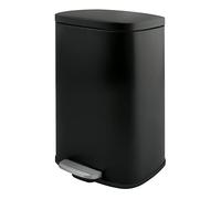 Spirella - Poubelle à Pédale En Acier AKIRA - Design Moderne Rectangulaire avec Revêtement Anti-Traces - Fermeture Lente et Silencieuse - Noir Mat - 30L
