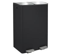 Spirella, Poubelle à Pédale en Acier, Mécanisme Slow Close, Le Couvercle se referme doucement et silencieusement, Revêtement Anti-Traces de Doigts, 60 litres, Noir Mat