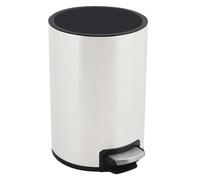 Spirella - Poubelle à pédale Inox RIKU - Design Moderne et Élégant - Seau Intérieur Amovible en Plastique Recyclé - Socle Antidérapant - Blanc Mat - 5L