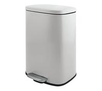 Spirella - Poubelle de Salle de Bain à Pédale AKIRA - Acier Inoxydable Haut de Gamme - Fermeture Silencieuse Easy-Close - Blanc Mat - 30L