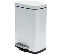 Spirella poubelle à cosmétique 12 litres en inox avec abaissement automatique et seau intérieur "Akira" Poubelle de salle de bains Softclose Poubelle blanche mate