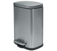 Spirella poubelle à cosmétique 12 litres en inox avec abaissement automatique et seau intérieur "Akira" Poubelle de salle de bains Softclose Poubelle argentée mate