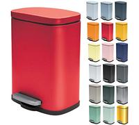 Spirella - Poubelle de Salle de Bain à Pédale AKIRA - Acier Inoxydable Haut de Gamme - Fermeture Silencieuse Easy-Close - Rouge Mat - 5L