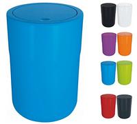 Spirella - Poubelle Salle de Bains Cocco - Couvercle Pivotant avec Anneau de Fixation pour Sacs - Idéale comme Poubelle à Cosmétiques - Bleu - 5L