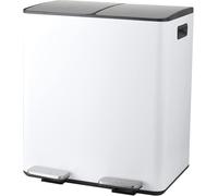 Spirella - Poubelle Tri Sélectif Cuisine Capacité 40L (2x20L) à Pédale - Modèle Aliya - Acier INOX Brossé - Couvercle Soft-Close - Seaux Amovibles - Poignées Latérales - Design Moderne - Blanc Mat