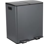 Spirella - Poubelle Tri Sélectif Cuisine Capacité 40L (2x20L) à Pédale - Modèle Aliya - Acier INOX Brossé - Couvercle Soft-Close - Seaux Amovibles - Poignées Latérales - Design Moderne - Gris Mat