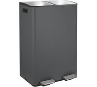 Spirella - Poubelle Tri Sélectif Cuisine Capacité 60L (2x30L) à Pédale - Modèle Aliya - Acier Inox Brossé - Couvercle Soft-Close - Seaux Amovibles - Poignées Latérales - Design Moderne - Gris Mat