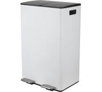 Spirella - Poubelle Tri Sélectif Cuisine Capacité 60L (2x30L) à Pédale - Modèle Aliya - Acier Inox Brossé - Couvercle Soft-Close - Seaux Amovibles - Poignées Latérales - Design Moderne - Blanc Mat