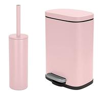 spirella Set de 2 accessoires pour salle de bain avec poubelle de salle de bain avec système d'abaissement automatique et brosse WC en acier inoxydable Rose