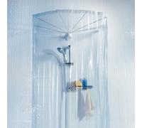 Spirella Set Douche Ombrella - Structure 8 Bras ABS Chrome + Rideau PEVA Imperméable Anti-Moisissure - pour Baignoire - Blanc - 200 x 170 cm