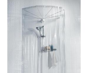 Spirella Set Douche Ombrella - Structure 8 Bras ABS Chrome + Rideau PEVA Imperméable Anti-Moisissure - pour Baignoire - Transparent - 200 x 170 cm