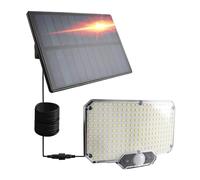 Split Lampe solaire extérieure et intérieure avec télécommande, 234 LED avec câble de 4,5 m et détecteur de mouvement, 300 lm, 6500 K, 3 modes, étanche IP65, applique murale solaire pour abri, garage