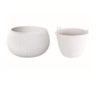 Splofy Bowl pot rond en plastique blanc avec réservoir 18 (L) x 18 (l) x 13 (H) cm