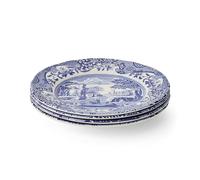 Spode Lot de 4 assiettes à salade italiennes bleues, 19 cm, faïence fine, fabriquées en Angleterre, passent au lave-vaisselle (bleu/blanc, 20,3 cm)