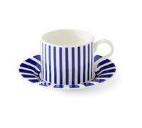 Spode Mug à thé Steccato 29 vec soucoupe Ø15.5 cm Bleu-blanc