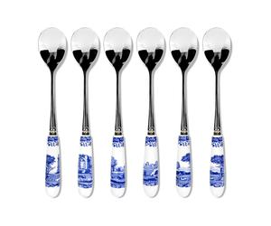 Spode Set de 6 cuillères à café Blue Italian Céramique-acier inoxydable